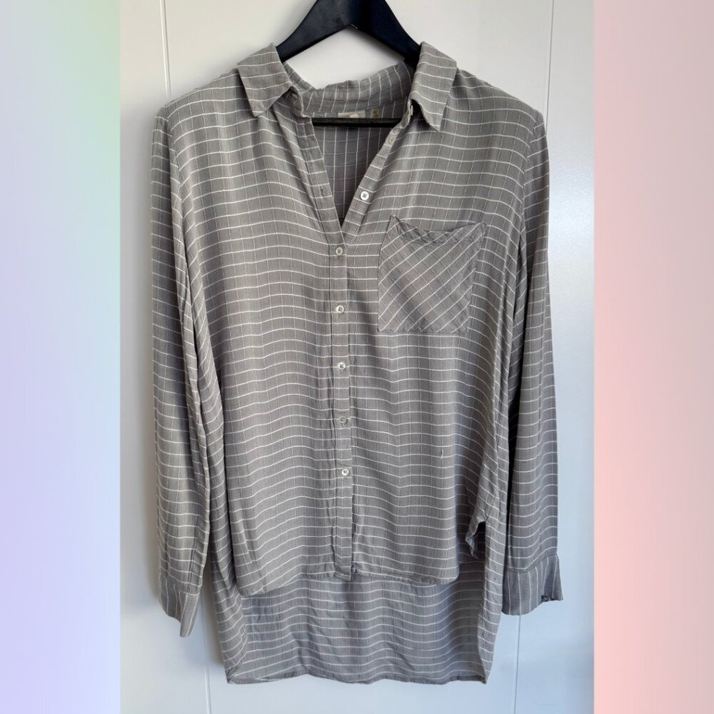 Charli Gray Checkered Long Sleeve Blouse – Size US 8